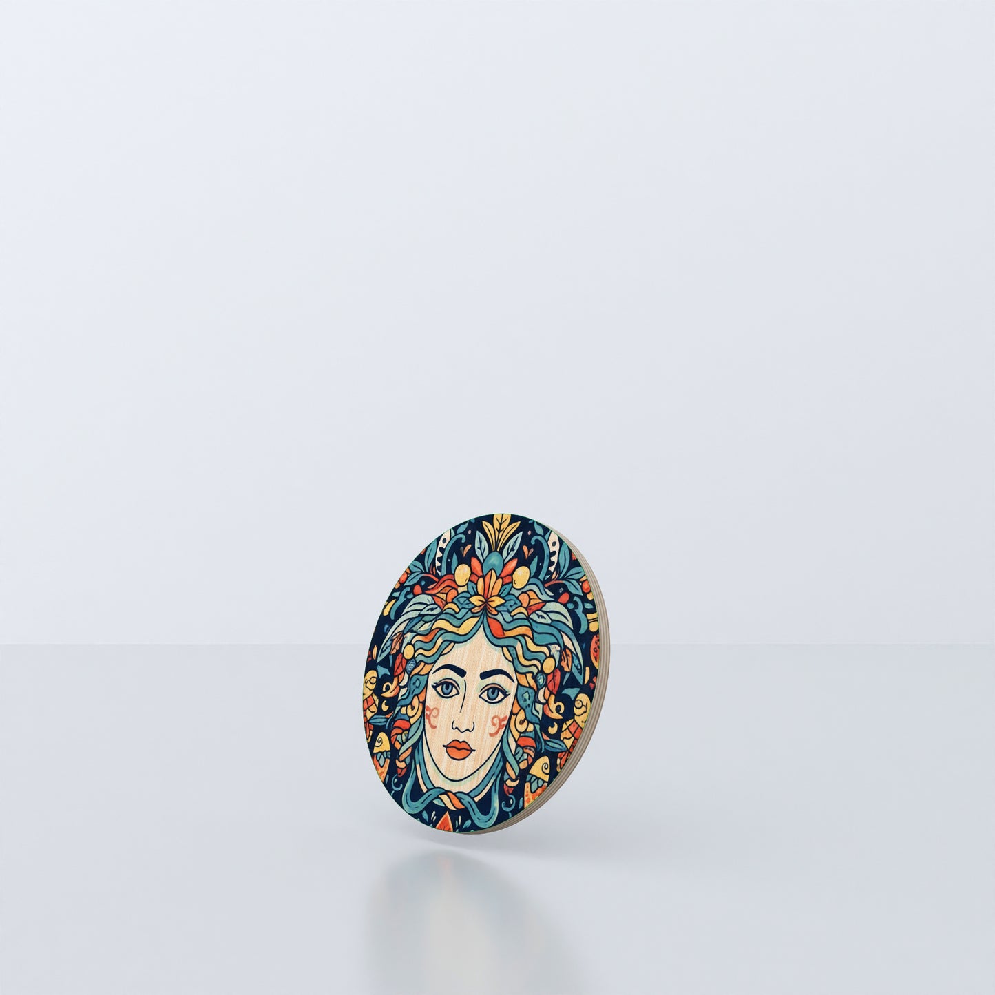 sottobicchiere tondo con volto donna