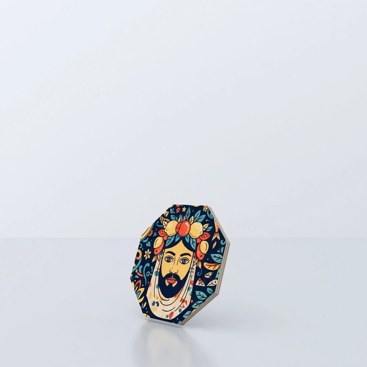 sottobicchiere ottagonale con volto uomo 