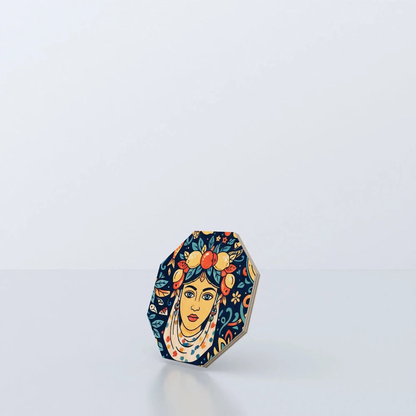 sottobicchiere ottagonale personalizzato con decorazione regionale